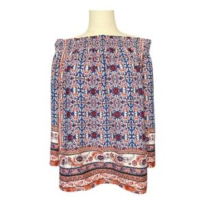 EUC Cynthia Rowley women’s multicolor paisley 3/4 sleeve blouse | size L